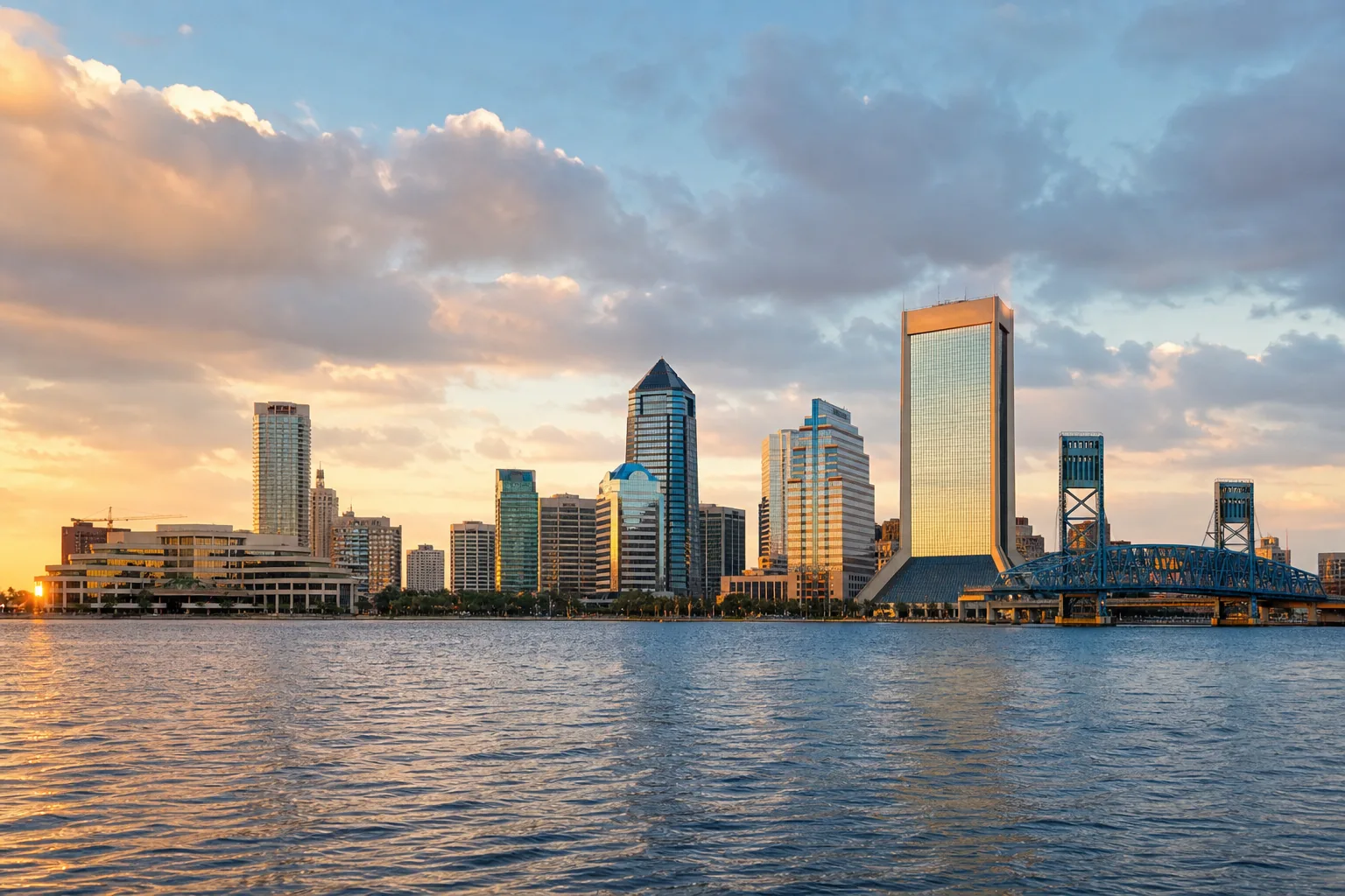 Jacksonville skyline and St. Johns River used as local context