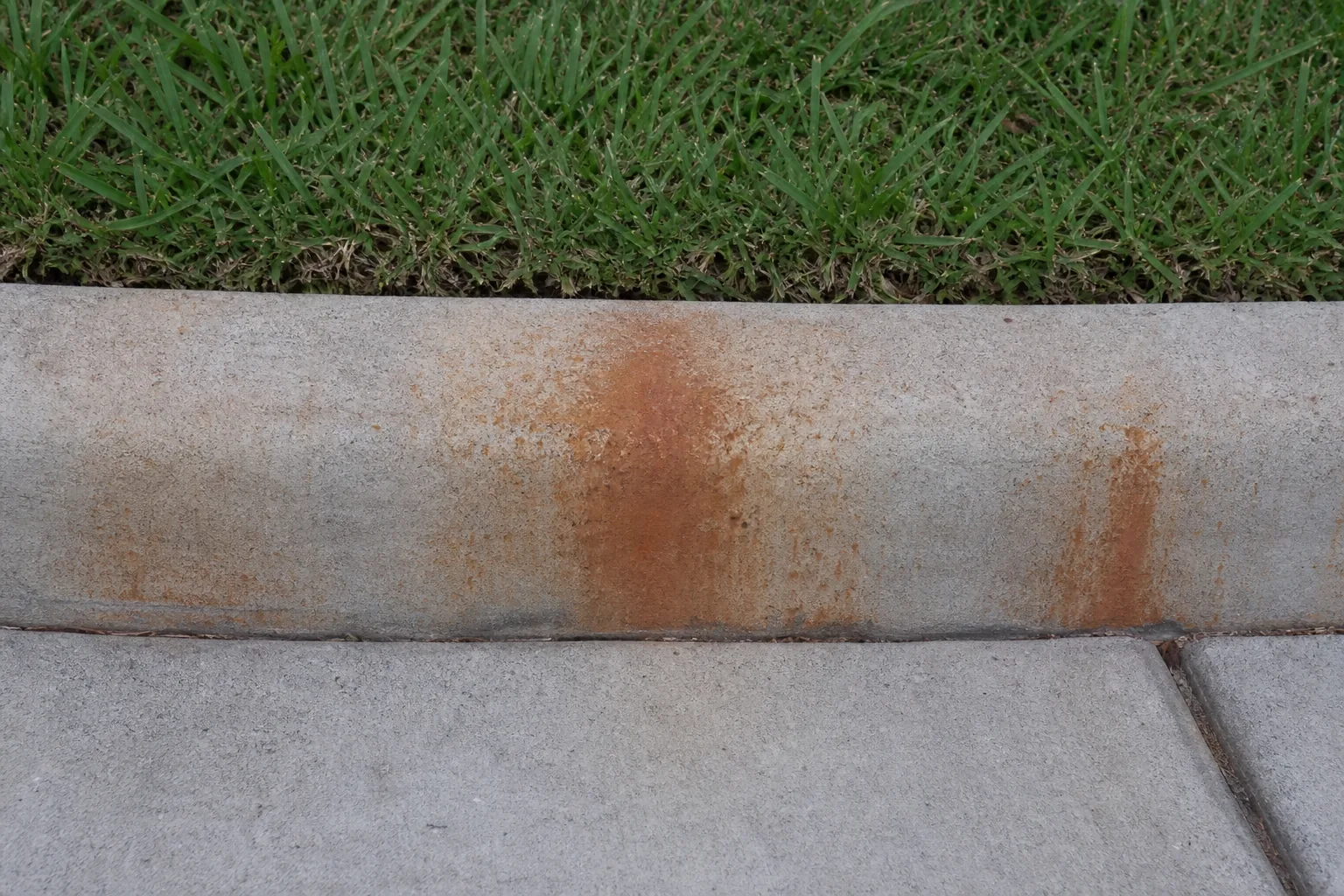 Rust irrigation stains on concrete